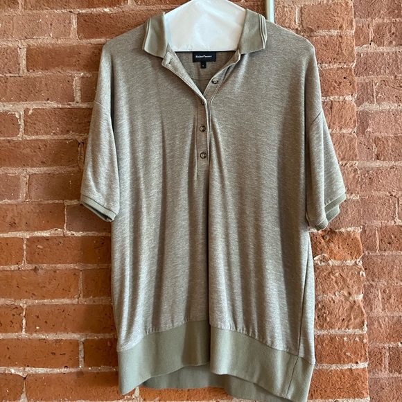 Richer Poorer Cozy Knit Polo in Warm Grey, L - Picture 4 of 7